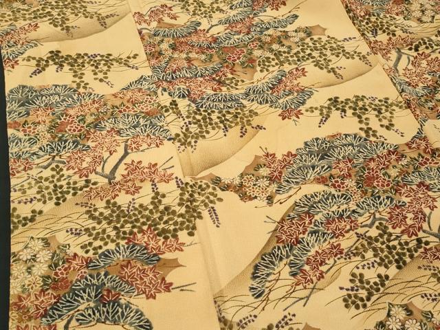 平和屋着物■上質な小紋　風景花文　暈し染め　金彩　鬼しぼ縮緬　正絹　逸品　CABB3622fb