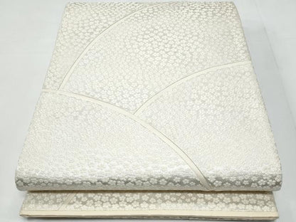 平和屋着物◎六通柄袋帯　地紙花尽くし　切嵌　銀糸　正絹　逸品　CABB3666fb