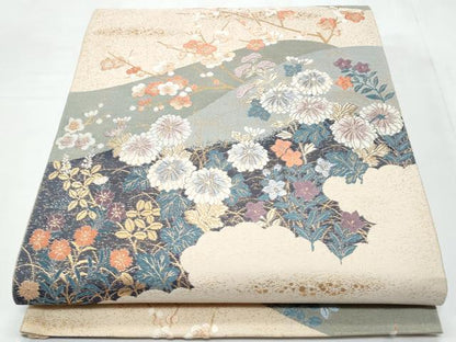 平和屋着物◎六通柄袋帯　唐織　草花文　金糸　正絹　逸品　CABB3675fb