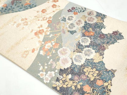 平和屋着物◎六通柄袋帯　唐織　草花文　金糸　正絹　逸品　CABB3675fb