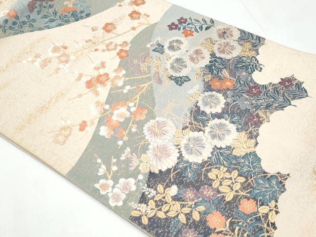 平和屋着物◎六通柄袋帯　唐織　草花文　金糸　正絹　逸品　CABB3675fb