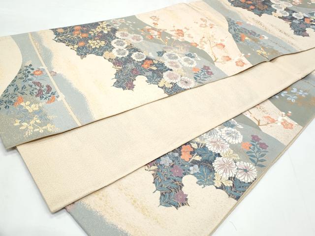 平和屋着物◎六通柄袋帯　唐織　草花文　金糸　正絹　逸品　CABB3675fb