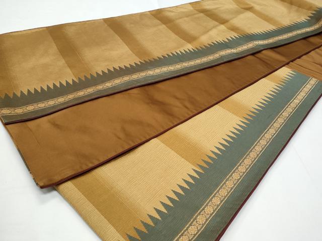 平和屋着物◎六通柄袋帯　横段文　金糸　正絹　逸品　CABB3678fb