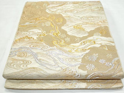 平和屋着物◎六通柄　本袋帯　立波文　金銀糸　正絹　逸品　CABB3696fb