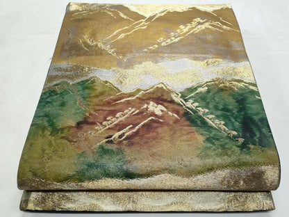 平和屋着物◎六通柄袋帯　遠山文　金銀糸　引箔　正絹　逸品　CABB3717fb