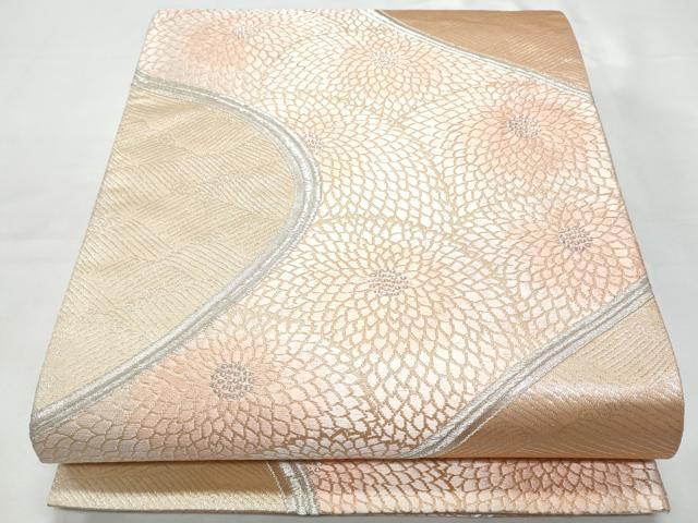 平和屋着物◎六通柄袋帯　唐織　立波菊文　銀糸　正絹　逸品　CABB3726fb