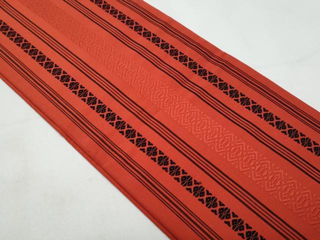 平和屋着物◎本場筑前博多織　両面　半幅帯　献上　正絹　逸品　CABB3739fb