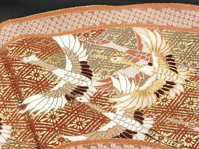 平和屋着物■豪華黒留袖 駒刺繍 扇面飛鶴文 金彩 正絹 逸品 CABB3763fb