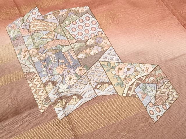 平和屋着物■中国三大刺繍　相良刺繍　総刺繍　訪問着　屏風　暈し染め　金彩　正絹　逸品　CABB3779fb