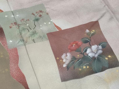 平和屋着物■訪問着　手描き　道長色紙花文　暈し染め　金銀彩　正絹　逸品　CABB3780fb