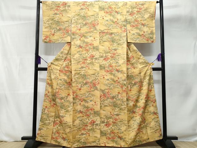 平和屋着物■上質な小紋　御所車舞蝶花文　正絹　逸品　未使用　CABB3783fb