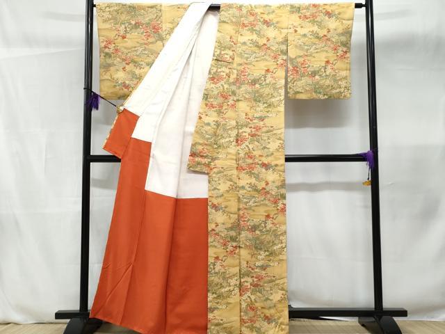 平和屋着物■上質な小紋　御所車舞蝶花文　正絹　逸品　未使用　CABB3783fb