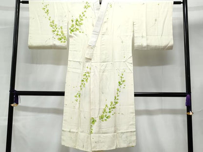 平和屋着物■長襦袢 無双仕立て 枝葉文 正絹 逸品 CABB3794fb