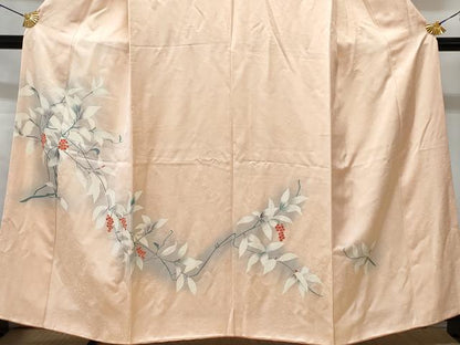 平和屋着物■訪問着 友禅 南天枝葉文 暈し染め 正絹 逸品 CABB3864fb