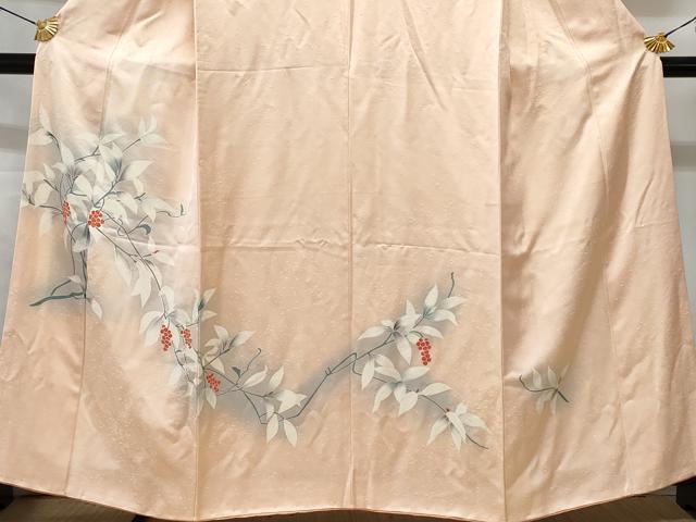 平和屋着物■訪問着 友禅 南天枝葉文 暈し染め 正絹 逸品 CABB3864fb
