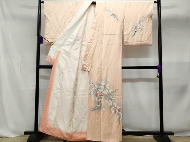 平和屋着物■訪問着 友禅 南天枝葉文 暈し染め 正絹 逸品 CABB3864fb
