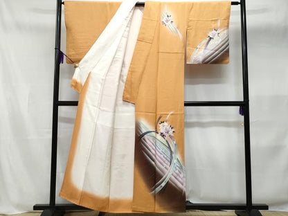 平和屋着物■訪問着　草花文　暈し染め　銀彩　正絹　逸品　CABB3894fb