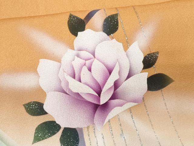 平和屋着物■訪問着　草花文　暈し染め　銀彩　正絹　逸品　CABB3894fb