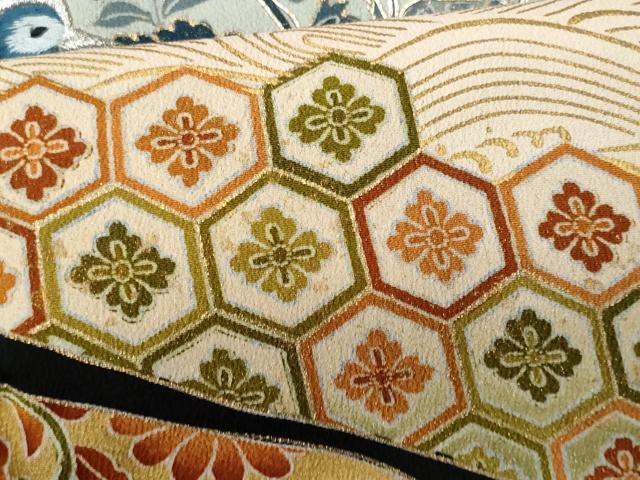 平和屋着物■豪華黒留袖 駒刺繍 絵皿鳳凰花文 暈し染め 金彩 正絹 逸品 CABB3953fb