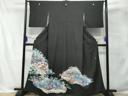 平和屋着物■豪華黒留袖　作家物　刺繍　籬風景文　正絹　逸品　CABB3984fb
