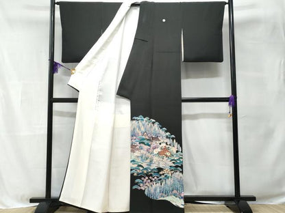 平和屋着物■豪華黒留袖　作家物　刺繍　籬風景文　正絹　逸品　CABB3984fb