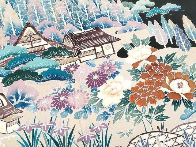 平和屋着物■豪華黒留袖　作家物　刺繍　籬風景文　正絹　逸品　CABB3984fb