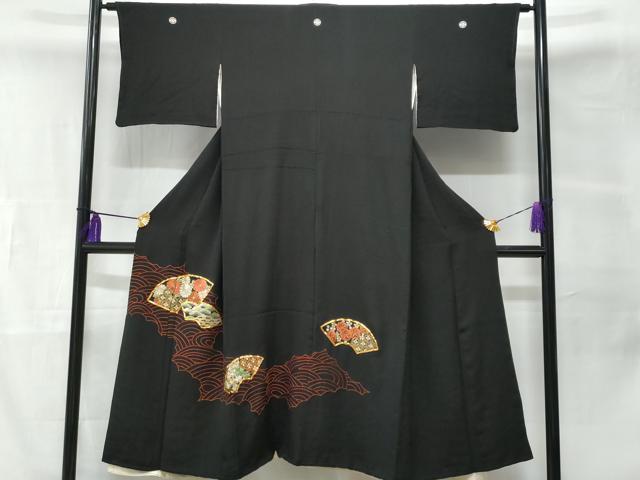平和屋着物■豪華黒留袖　駒刺繍　地紙重ね花文　金銀糸　正絹　逸品　CABB3985fb