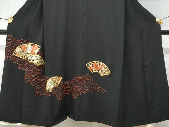 平和屋着物■豪華黒留袖　駒刺繍　地紙重ね花文　金銀糸　正絹　逸品　CABB3985fb
