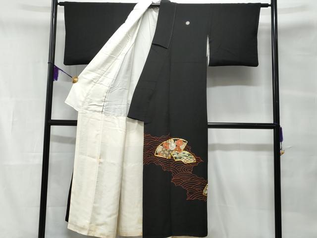 平和屋着物■豪華黒留袖　駒刺繍　地紙重ね花文　金銀糸　正絹　逸品　CABB3985fb