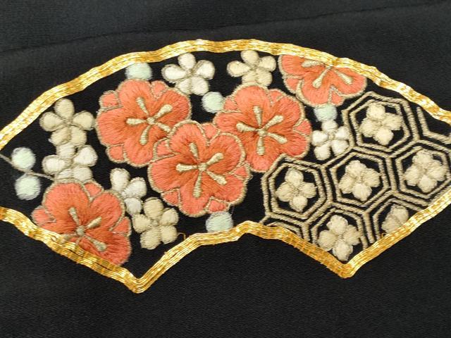 平和屋着物■豪華黒留袖　駒刺繍　地紙重ね花文　金銀糸　正絹　逸品　CABB3985fb