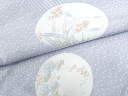 平和屋着物●長襦袢　無双仕立て　草花丸文　半衿刺繍　正絹　逸品　未使用　CABB4004yc