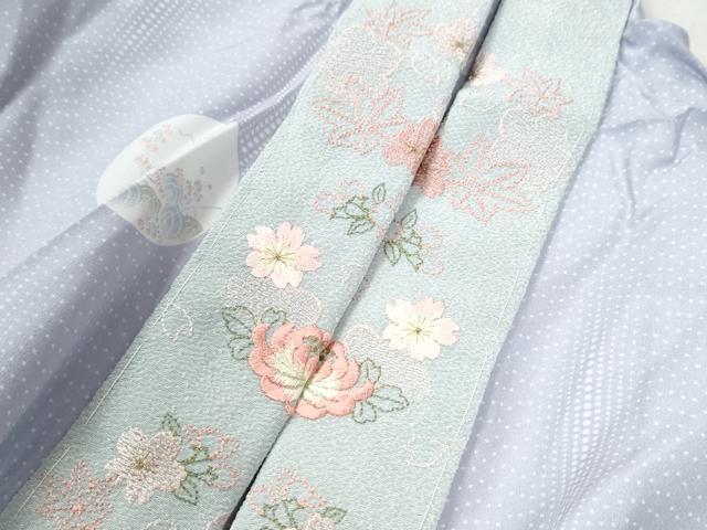 平和屋着物●長襦袢　無双仕立て　草花丸文　半衿刺繍　正絹　逸品　未使用　CABB4004yc