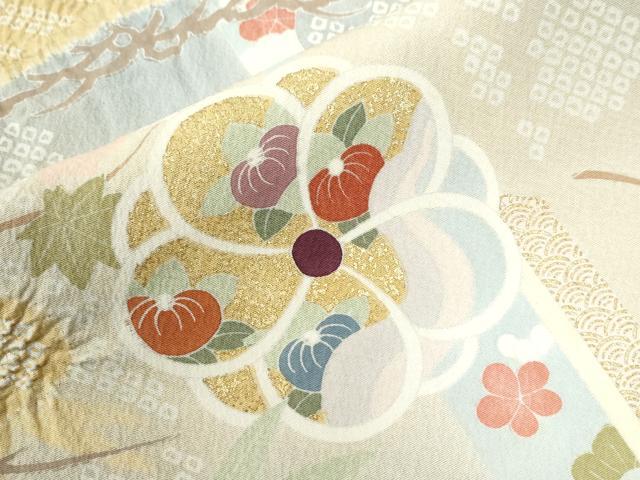 平和屋着物●訪問着　絞り　貝桶松竹梅舞花文　暈し染め　金彩　正絹　逸品　CABB4005yc