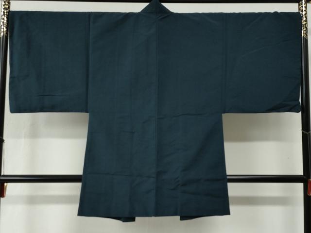 平和屋着物●男性　紬　アンサンブル　色無地　濃紺地　正絹　逸品　CABB4016yc