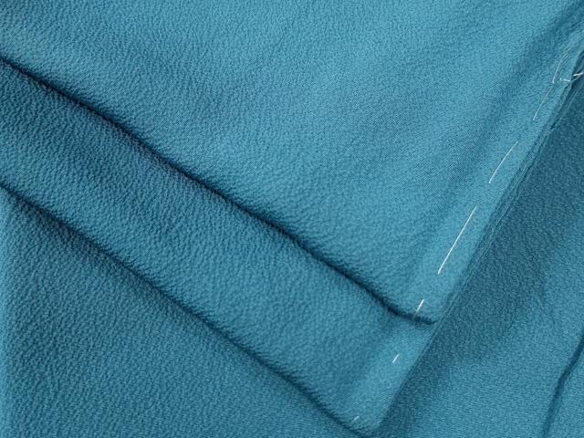 平和屋着物○上質な色無地 縹色 鬼しぼ縮緬 正絹 逸品 未使用