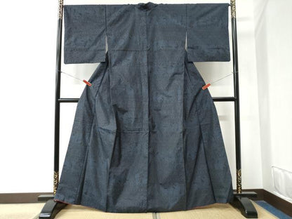 平和屋着物●本場大島紬 人物横段壁画花唐草文 正絹 逸品 CABB4021yc