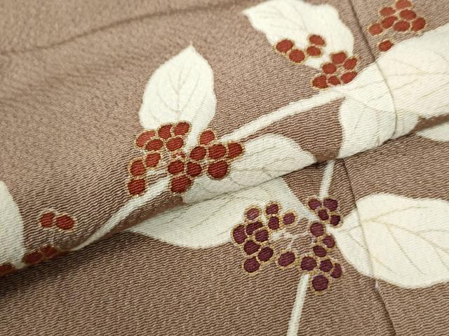 平和屋着物○上質な色無地 南天文 水柿色 鬼しぼ縮緬 正絹