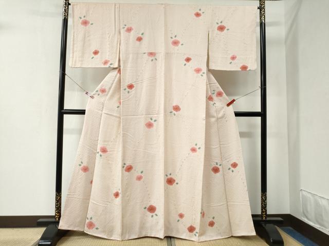 平和屋着物●上質な小紋　総絞り　舞花文　金彩　正絹　逸品　CABB4027yc