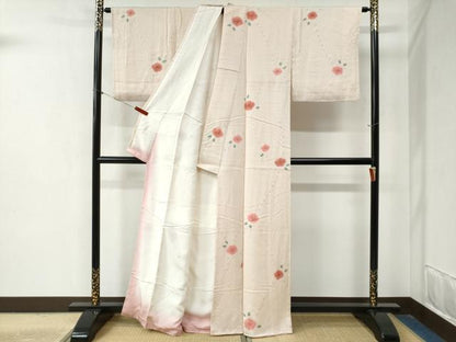 平和屋着物●上質な小紋　総絞り　舞花文　金彩　正絹　逸品　CABB4027yc