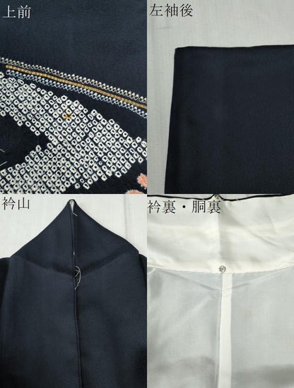 平和屋着物●訪問着 絞り 刺繍 吉祥舞花文 金糸 正絹 逸品 CABB4028yc