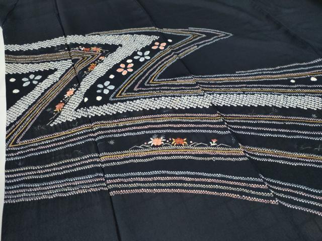 平和屋着物●訪問着 絞り 刺繍 吉祥舞花文 金糸 正絹 逸品 CABB4028yc