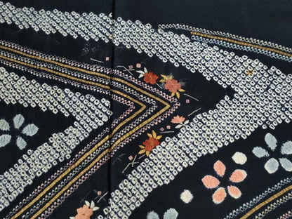 平和屋着物●訪問着 絞り 刺繍 吉祥舞花文 金糸 正絹 逸品 CABB4028yc