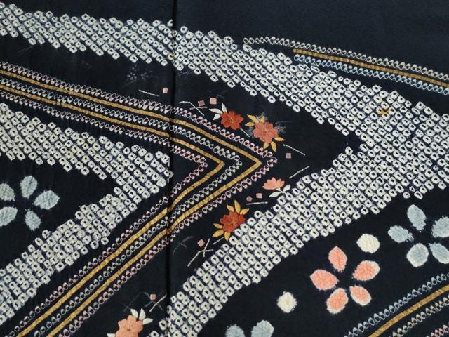 平和屋着物●訪問着 絞り 刺繍 吉祥舞花文 金糸 正絹 逸品 CABB4028yc