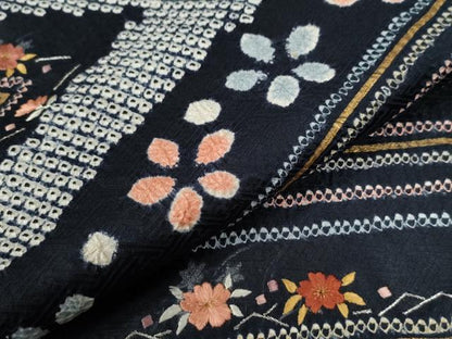平和屋着物●訪問着 絞り 刺繍 吉祥舞花文 金糸 正絹 逸品 CABB4028yc