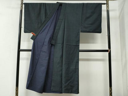 平和屋着物●男性　紬　アンサンブル　80亀甲　総詰め　正絹　逸品　CABB4029yc
