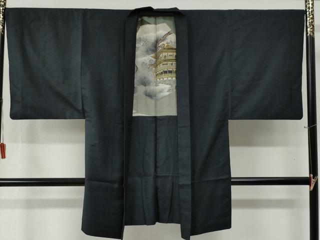 平和屋着物●男性　紬　アンサンブル　80亀甲　総詰め　正絹　逸品　CABB4029yc