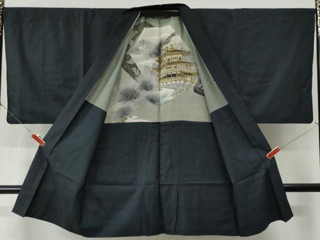 平和屋着物●男性　紬　アンサンブル　80亀甲　総詰め　正絹　逸品　CABB4029yc