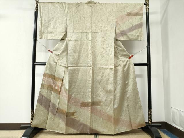 平和屋着物●訪問着　総刺繍　杢目絞り　霞鳳凰更紗花唐草文　暈し染め　金彩　正絹　逸品　CABB4033yc 平和屋着物○訪問着 総刺繍 杢目絞り 霞鳳凰更紗花唐草