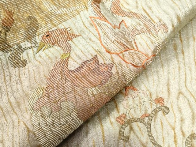 平和屋着物○訪問着 総刺繍 杢目絞り 霞鳳凰更紗花唐草