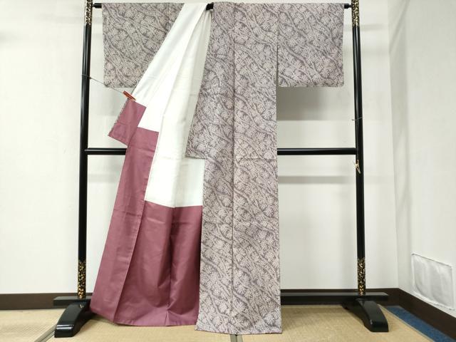 平和屋着物●上質な小紋　紬地　草花文　正絹　逸品　未使用　CABB4035yc 平和屋着物○上質な小紋 紬地 草花文 正絹 逸品 未使用 CABB4035yc